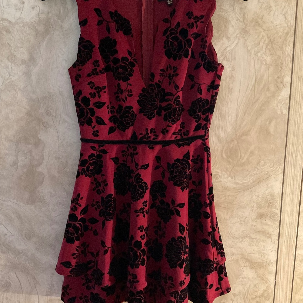 Red and black cocktail dress